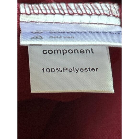 Messic Womens Burgundy V-Neck Blouse With Sheer Polka Dot 3/4 Sleeves Medium - Picture 7 of 9